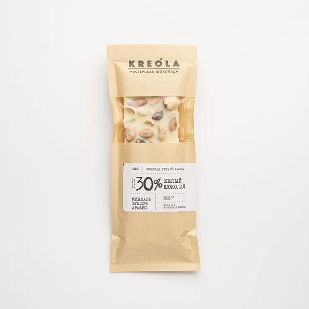 Белый шоколад Kreola плитка 60 г с добавлением фундука, миндаля и арахиса, опт фото 7