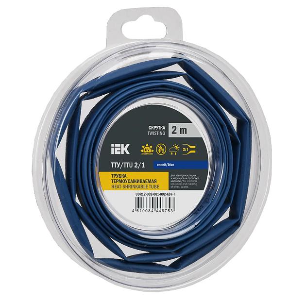Трубка термоусадочная ТТУ нг-LS 2/1 синяя (2м/упак) IEK фото 1