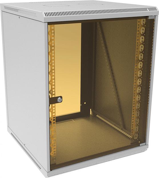 Шкаф коммутационный Suprlan (05-1503) настенный 15U 600x450мм пер.дв.стекл направл.под закл.гайки 70кг RAL 7035 25.1кг 750мм фото 1