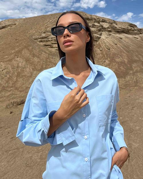 Рубашка оверсайз с разрезами на плечах опт фото 2