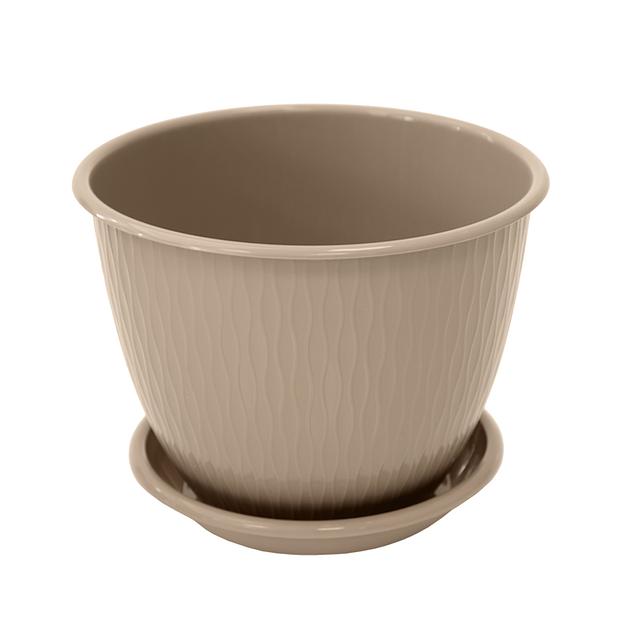 Пластиковый горшок "Корсика", D19, фрапе с поддоном фото 1