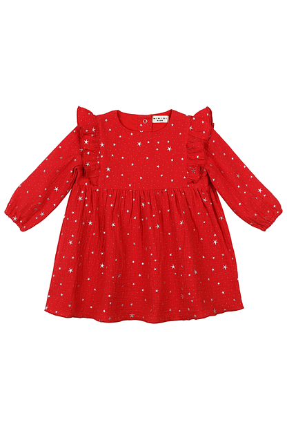 Платье MINI DI «Кристи» звёзды глиттер на красном, арт.120/510 ОПТ фото 1