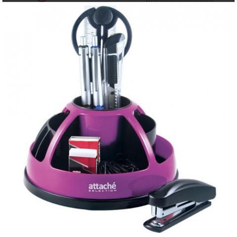 Органайзер настольный 10 предметов, вращающийся, черный/фуксия, Attache Selection фото 1