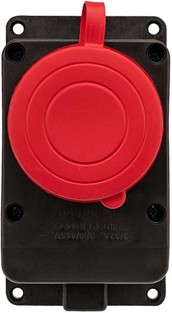 Розетка силов. Rexant 111-007 откр. зазем. крыш. IP44 черный/красный (упак.:1шт) фото 3