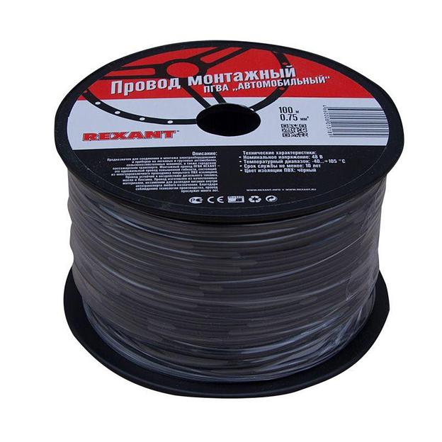 REXANT 01-6506 Провод ПГВА REXANT 1х0. 75 мм, черный, бухта 100 м фото 2