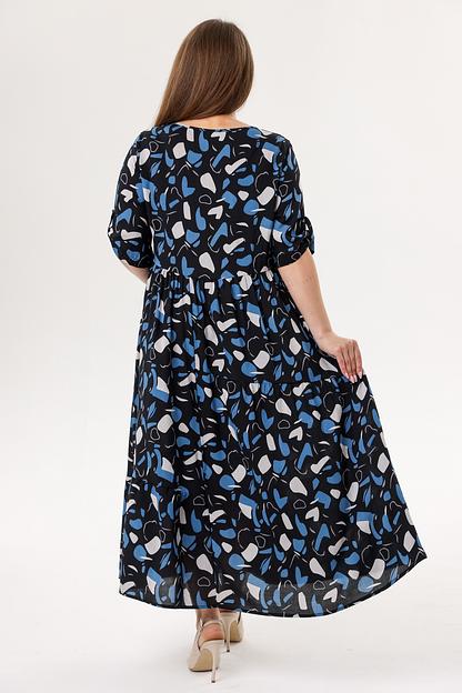 Платье штапель 6079/15/Черный, серый фото 4