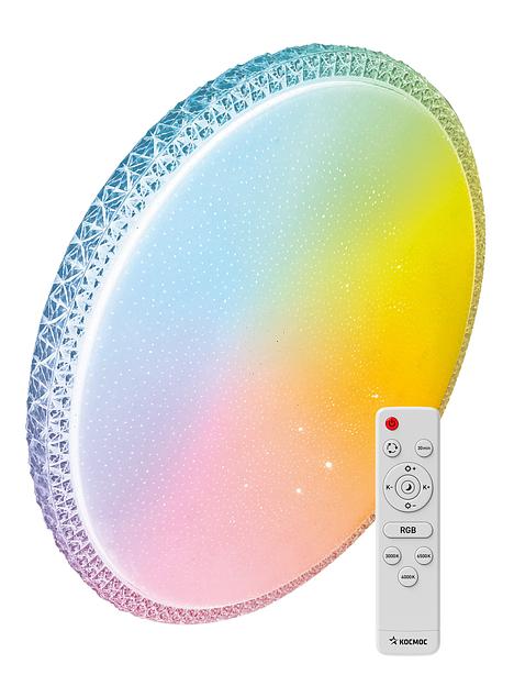 Светильник светодиодный ДБО-75 настенно-потолочный управляемый MYSTERY RGB 230В 3000-6500K 6000Лм 495x85мм с RGB подсветкой фото 1