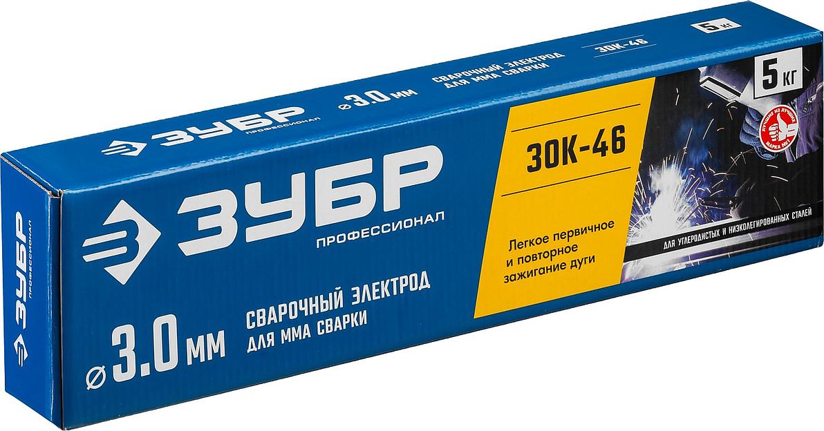 ЗУБР Д 3.0 х 350 мм, 5 кг в коробке, ЗОК-46 рутил-целлюлозный, электрод сварочный, Профессионал (40035-3.0) фото 2