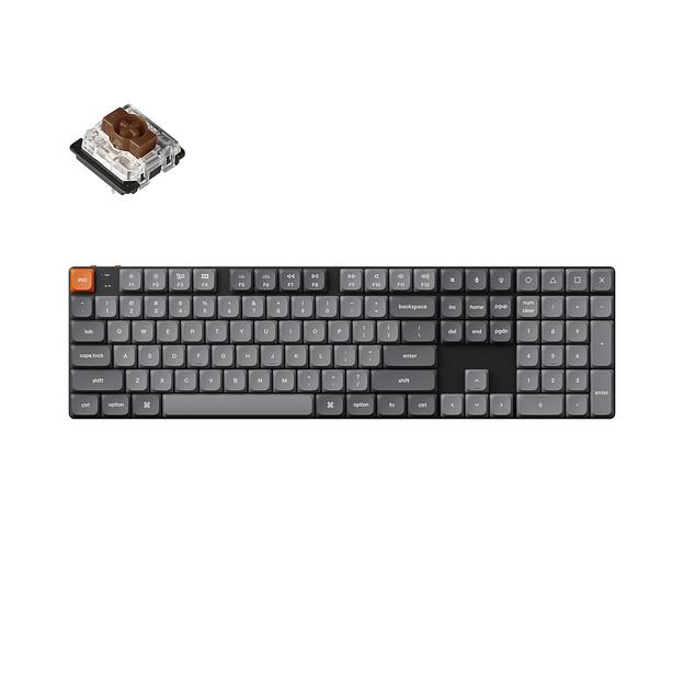 Беспроводная механическая ультратонкая клавиатура QMK Keychron K5 Max, 108 клавиш, White LED подсветка, Gateron Brown Switch фото 1
