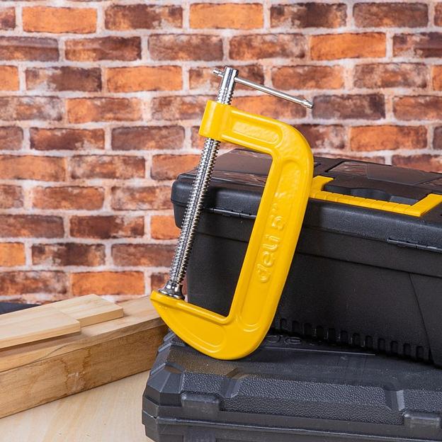 Струбцина G-образная усиленная Deli DL-G205 высота зажима 125мм, глубина зажима 70мм фото 5