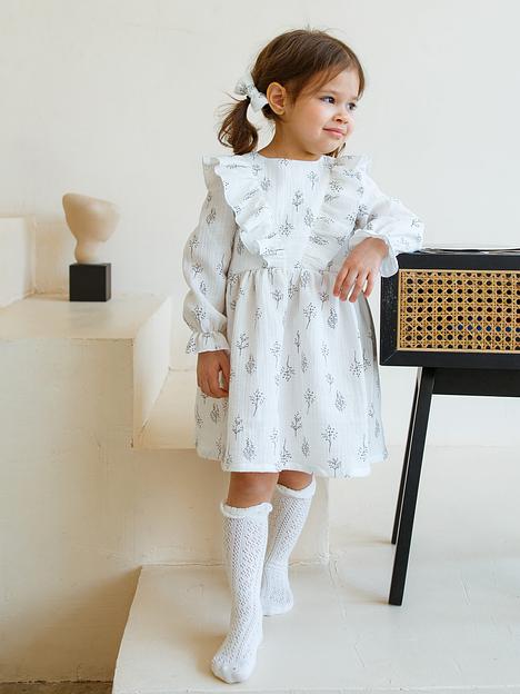 Платье MINI DI «Адель» веточки на белом, муслин, арт.290/2200 ОПТ фото 3