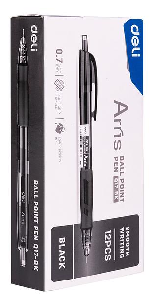 Ручка шариковая Deli EQ17-BK Arris авт. 0.7мм резин. манжета черный черные чернила фото 1
