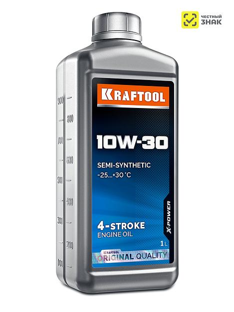 KRAFTOOL 10W-30, 1 л, полусинтетическое масло для 4-тактных двигателей (41513-1) фото 1
