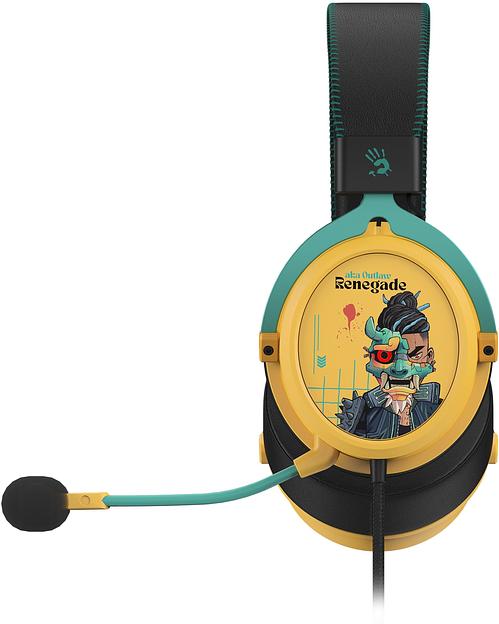 Наушники с микрофоном A4Tech Bloody M595 Renegade желтый/рисунок 2.3м мониторные USB оголовье (M595) фото 4