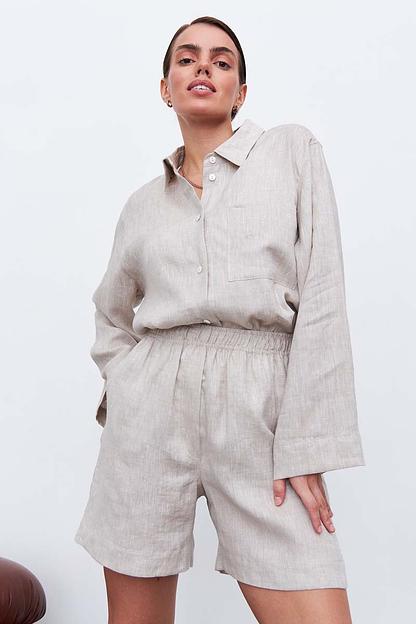 Рубашка короткая  S021_LBGE/Светло-бежевый  фото 10