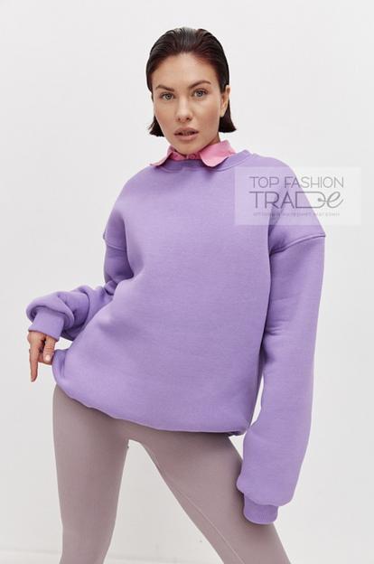 Свитшот женский с начёсом однотонный базовый светло-фиолетовый SWT03-6 фото 1