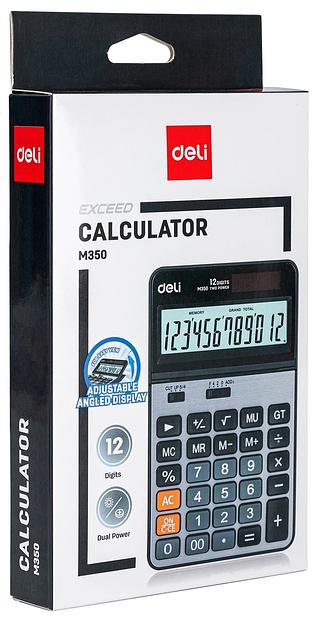 Калькулятор настольный Deli EM350 серебристый металлик 12-разр. фото 3