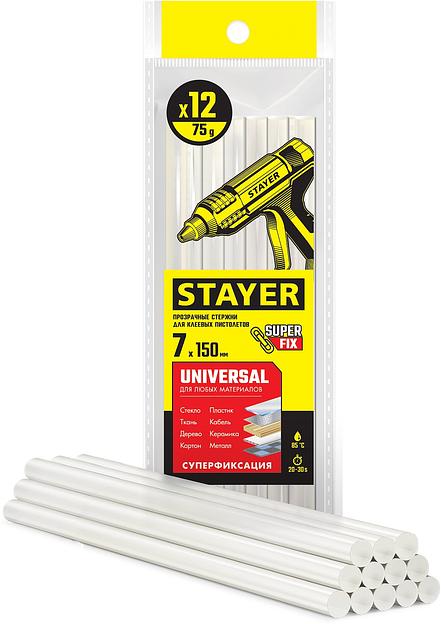 STAYER Universal, 7 х 150 мм, 12 шт, прозрачные, универсальные клеевые стержни Professional (06817-12) фото 1
