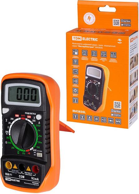 Мультиметр цифровой ударо- пыле- защищенный серия "МастерЭлектрик" MAS830L TDM фото 1