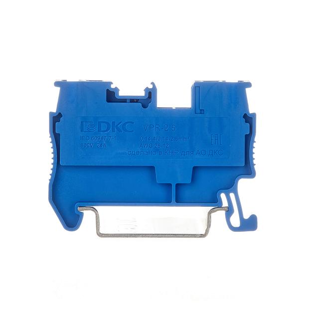 Клемма проходная, зажим push-in, 2 точки подключения, 2.5 кв.мм, синяя фото 2