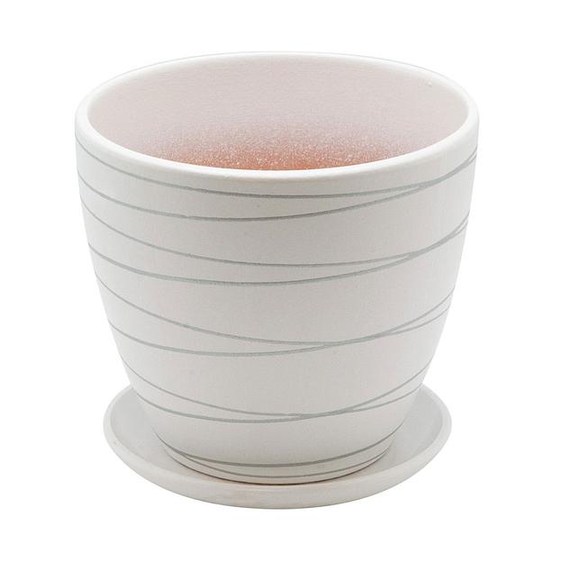 Керамический горшок с подставкой, 1,4л., Д145 Ш145 В130, белый фото 1