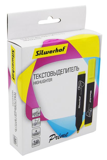 Текстовыделитель Silwerhof Prime 108035-05 скошенный пиш. наконечник 1-4мм желтый коробка фото 4