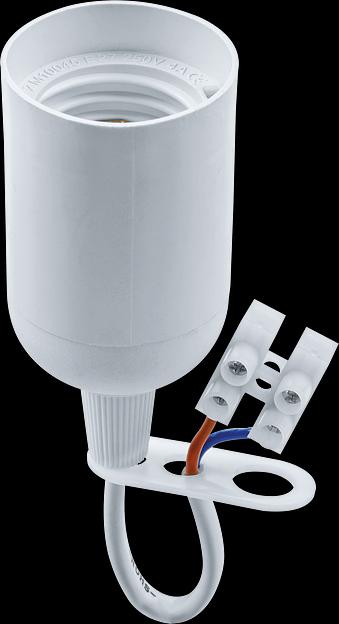 Патрон подвесной Е27 с проводом и клемной колодкой пластик белый фото 1