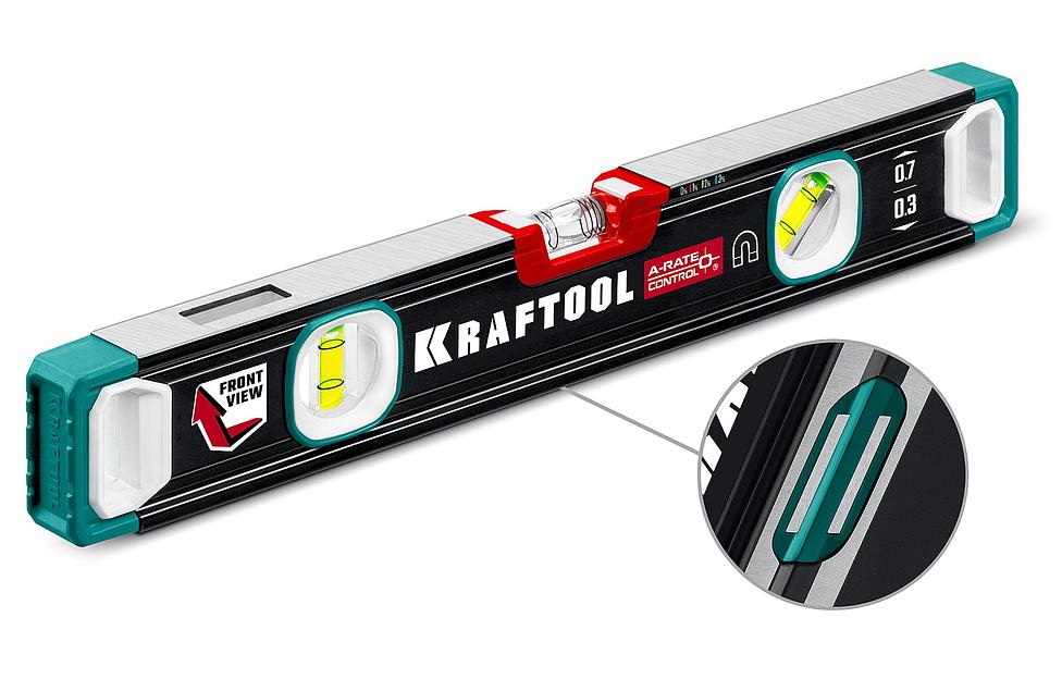KRAFTOOL A-RATE CONTROL, 400 мм, точность 0.3 мм/м, с зеркальным глазком, сверхпрочный магнитный уровень (34988-40) фото 1