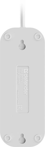 Сетевой удлинитель Defender R330 3м (3 розетки) белый (пакет ПЭ) фото 3