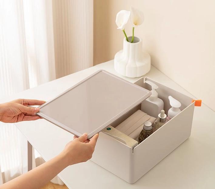 Короб для хранения Deli XDM14grey 1отд. 317x212x135мм серый/серый пластик фото 2