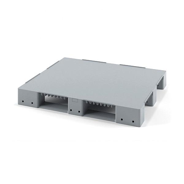 Поддон сплошной Plast 1200x1000x150 на 3-х полозьях серый усиленный двумя трубами фото 1