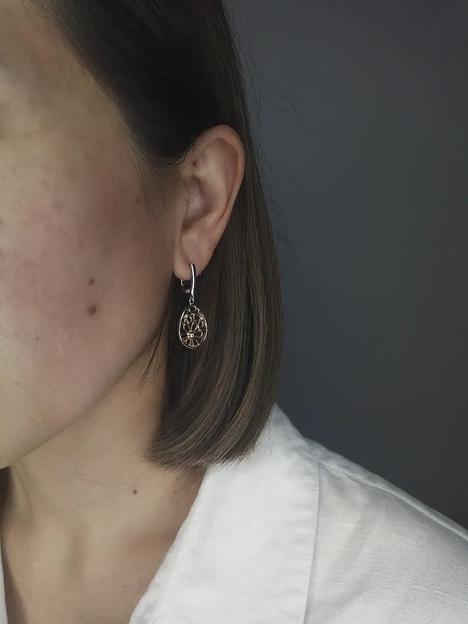 Silver Moon Серьги серебро 925 родированные с фианитами фото 2