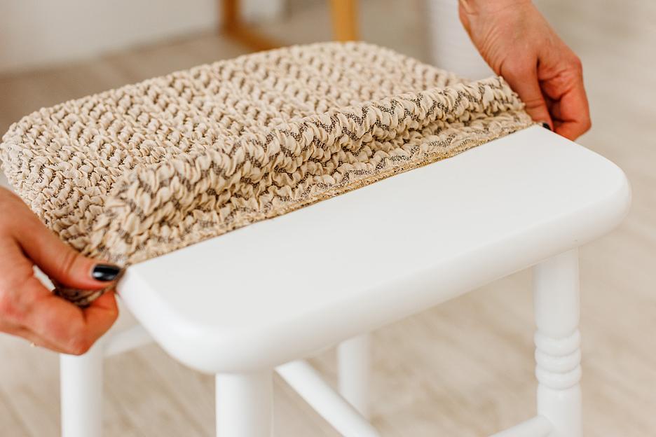 Чехол на табурет Чехлы&Пледы «Букле» ваниль (2 шт) ОПТ фото 6