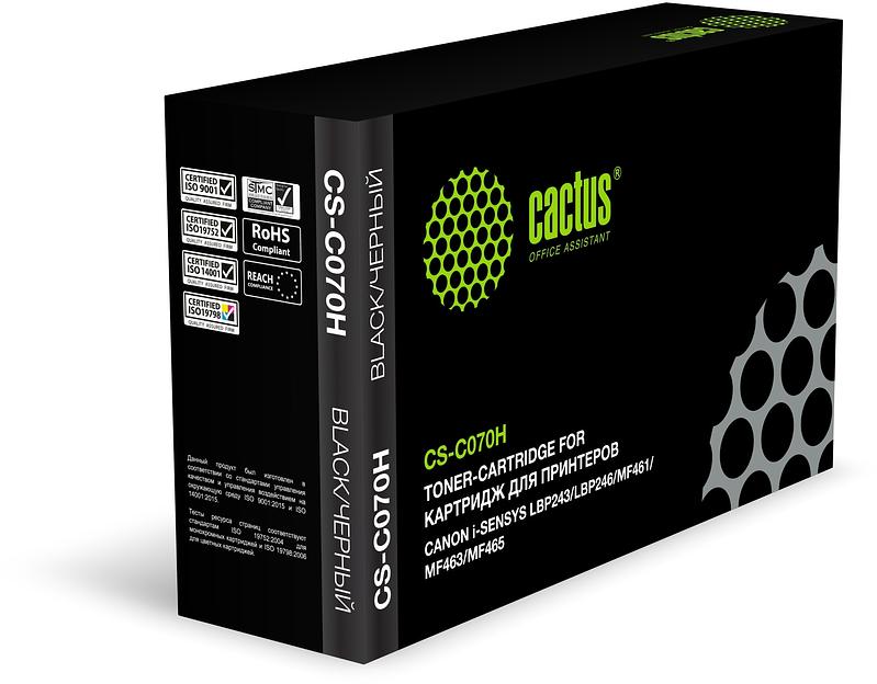 Картридж лазерный Cactus CS-C070H 070H черный (10200стр.) для Canon i-SENSYS LBP243/LBP246/MF461/MF463/MF465 фото 1