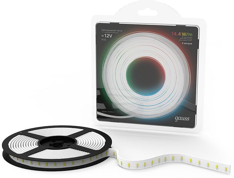 Лента светодиод. Gauss SMD 5м (312000414) фото 3