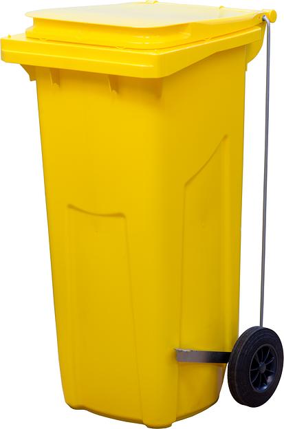 Мусорный контейнер 120л.  жёлтый фото 4