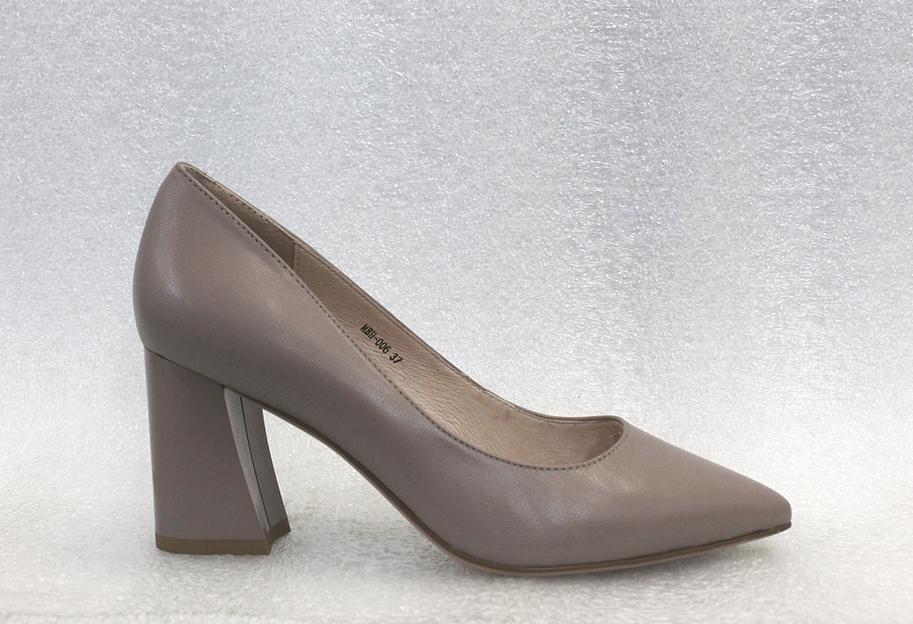 Туфли женские, бежевые, натуральная кожа, каблук 8 см фото 1