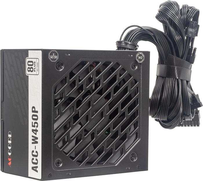 Блок питания Accord ATX 450W ACC-W450P 80 PLUS WHITE (20+4pin) 120mm fan 6xSATA фото 2
