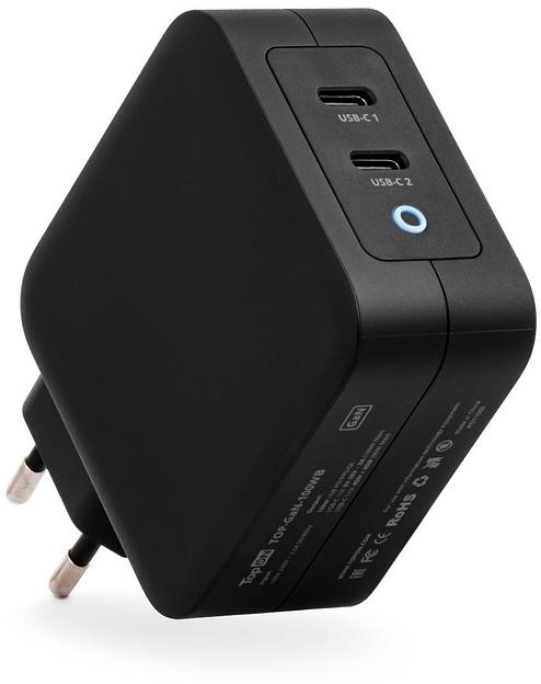 Блок питания TopON TOP-GaN-100WB автоматический 100W 5V-20V 5A 2xUSB от бытовой электросети LED индикатор фото 1
