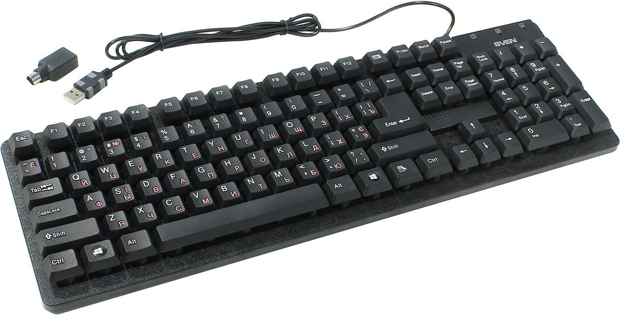 Клавиатура SVEN Standard 301 USB+PS/2 чёрная SVEN Standard 301 USB+PS/2 Black (SV-0310301PUB) фото 2