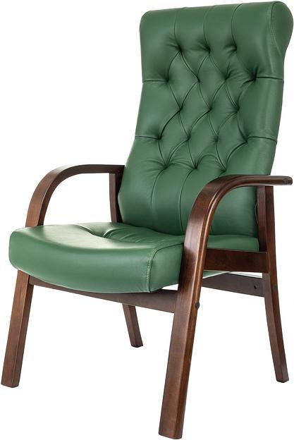 Кресло Бюрократ T-9928WALNUT-CF зеленый кожа на ножках дерево фото 3