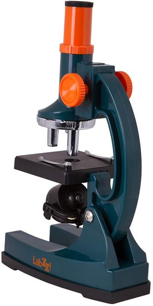 Микроскоп Levenhuk LabZZ M1 монокуляр 100-300 на 3 объектива зеленый/оранжевый фото 3