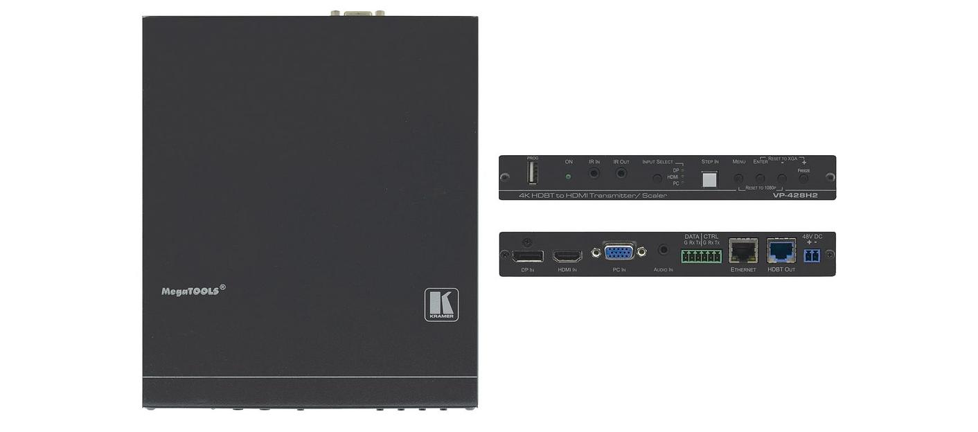 Kramer VP-428H2 Масштабатор HDMI, DP и VGA в HDBaseT, передатчик RS-232, ИК и Ethernet; поддержка 4К60 4:4:4, PoE, Step-In (72-00003790) фото 1
