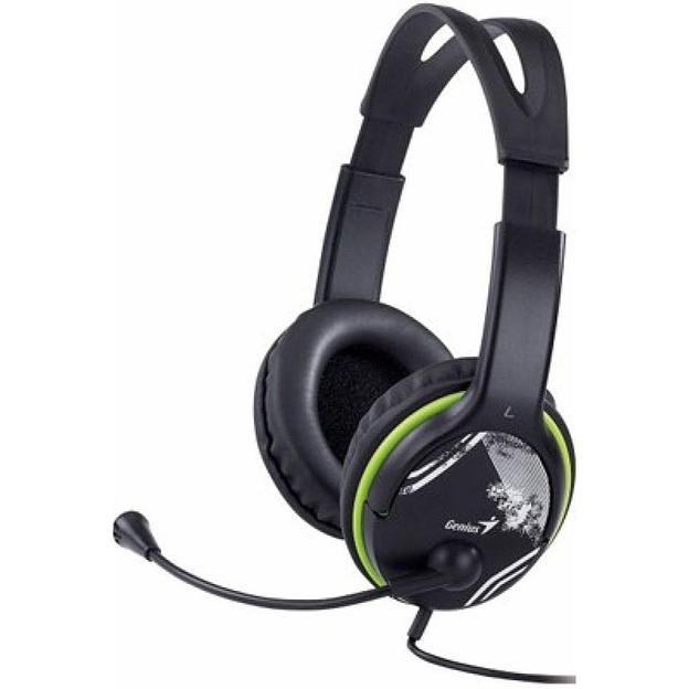 Гарнитура Genius HS-400A, 2х mini jack 3.5mm, полноразмерные наушники, регулятор громкости на проводе, длина провода 1,8м фото 1