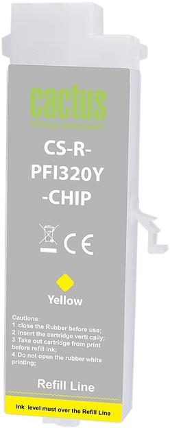 Картридж перезаправляемый струйный Cactus CS-R-PFI320Y-CHIP PFI-320Y желтый (260мл) для Canon imagePrograf TM-200/200MFP/205/300/300MFP/305/250/255/350/355 с чипом фото 1