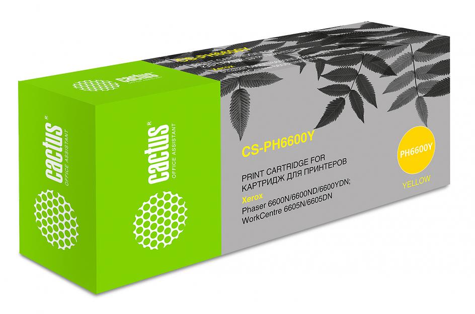 Картридж лазерный Cactus 106R02235 CS-PH6600Y желтый бар.в компл. (6000стр.) для Xerox Ph 6600/WC 6605 фото 1