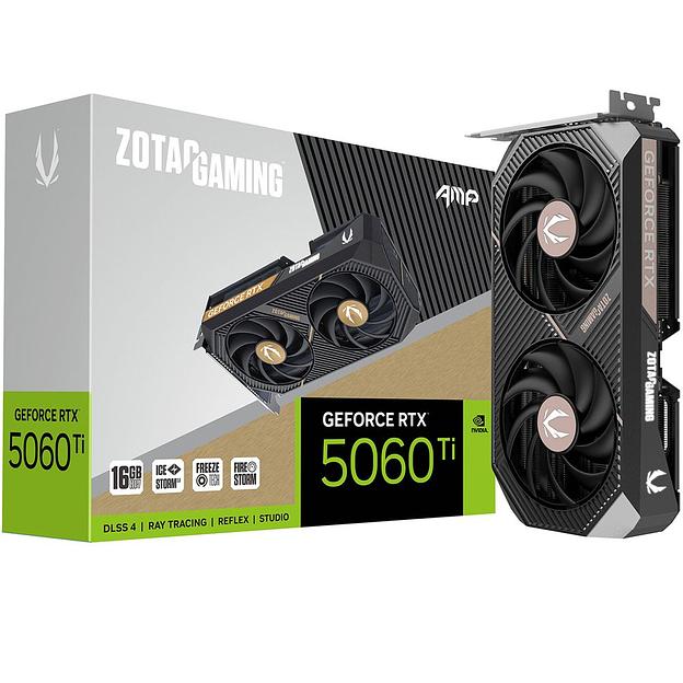 Видеокарта Zotac RTX5060Ti AMP 16GB GDDR7 128bit 3xDP HDMI 2FAN MEDIUM PACK фото 1