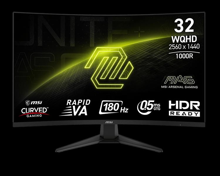 MSI 31.5" MAG 325CQF {VA 2560x1440 Curved 180Hz 11ms 300cd 2xHDMI DisplayPort USB-C(15W) Tilt VESA} [9S6-3DC11H-085] фото 1