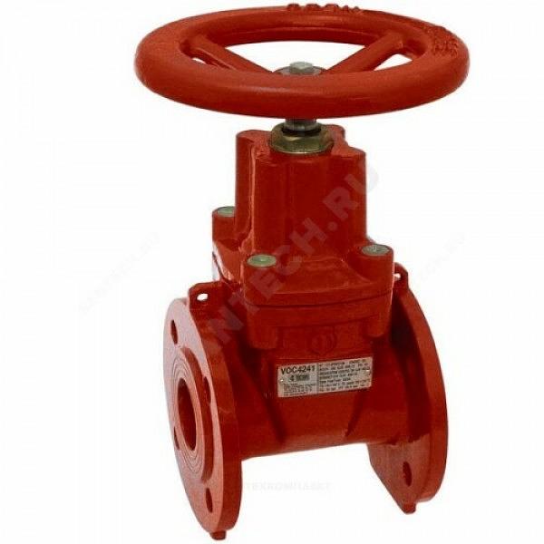 Задвижка чугунная VOC4241R  МЗВГ обрезиненный клин Ду 125 Ру16 до +110 фланцевая красная Tecofi VOC4241R-00EP0125 фото 2