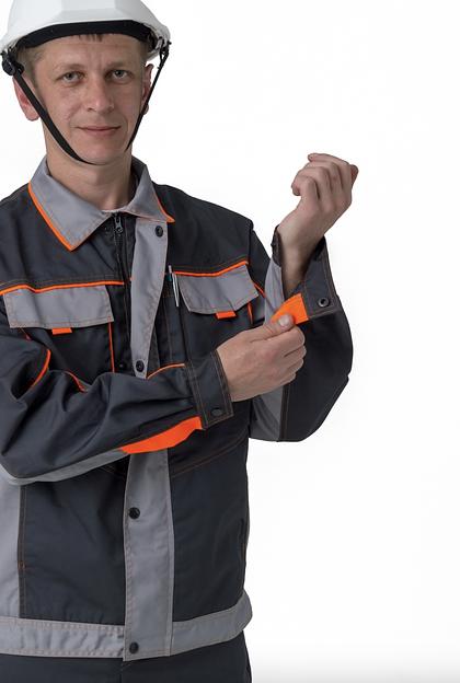 Костюм мужской рабочий «Бригадир 1» серый с оранжевыми вставками, опт фото 2